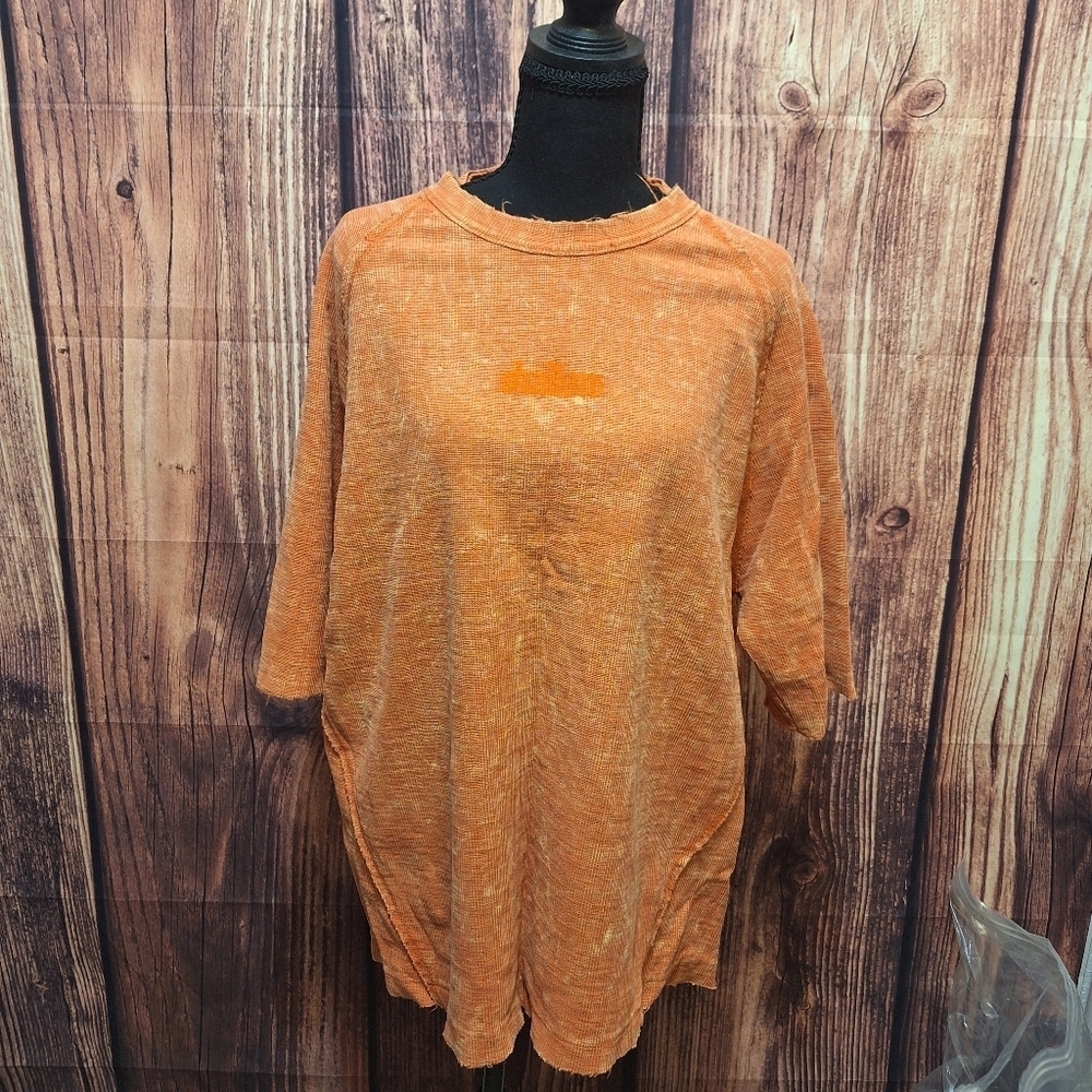 Zara Rustic Chic Orange "Shallow" Oversized Tee Womens Size Large!